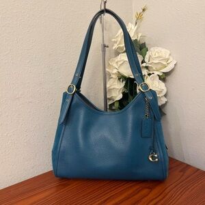 Coach Lori Shoulder Bag in Deep Turquoise pebble leather